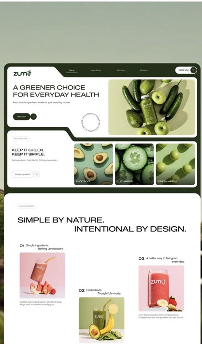 User supplied screenshot of the finished green product site